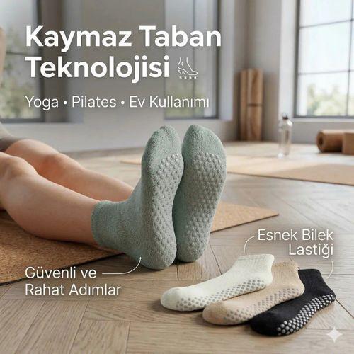 Kaymaz Tabanlı Yoga Pilates 8’li Çorap, Silikon Tabanlı Esnek Nefes Alan Ev Ve Spor Çorabı