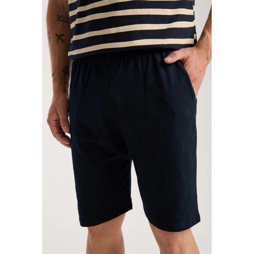 Erkek Lacivert Sıfır Yaka Kısa Kol Şortlu Pijama Takımı