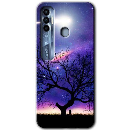 Tecno Spark 7 Pro HD Baskılı Kılıf + 9D Tam Ekran Koruyucu - Uzay Silüet