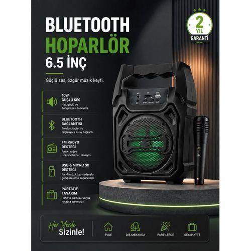 10w Güçlü Ses Performanslı Bluetooth Karaoke Hoparlörü