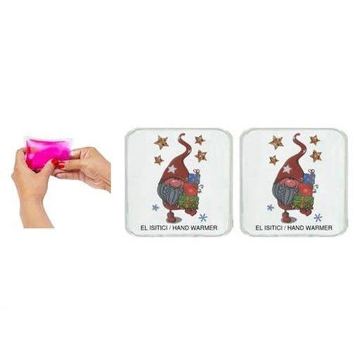 2 Adet Yıldızlı Noel Cücesi Cep Sobası,El Isıtıcı,Sıcak Su Torbası Pvc  10X9,5Cm