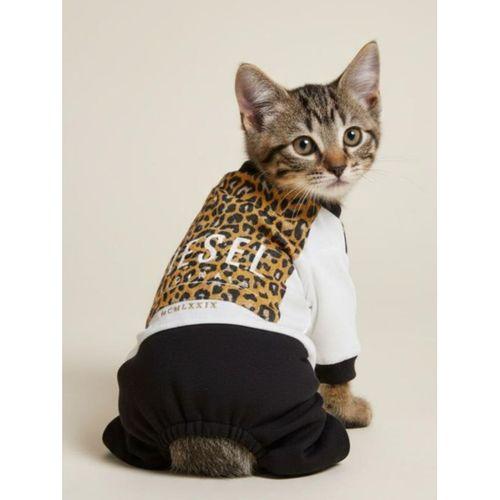 Diesel Leo Leopar Desenli Penye Kedi Tulum | Tüy Dökülmesini Azaltmaya Yardımcı | Yumuşak & Rahat Kedi Kıyafeti