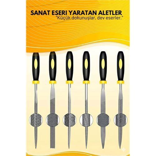 Profesyonel 6'lı Ahşap Eğe ve Törpü Seti - Hassas Oyma ve Şekillendirme Hobi Takımı (17cm)