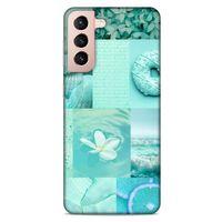 Samsung Galaxy S21 Uyumlu Kılıf Yeşil Delisi (36) Glitter Kılıf Tropikal orman yeşili