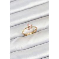 Pirinç Gold Renk Pembe Kelebek Kadın Yüzük