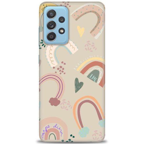 Samsung Galaxy A52s 5G Kılıf HD Baskılı Kılıf - Kahve Gökkuşağı + Tam Ekran Koruyucu