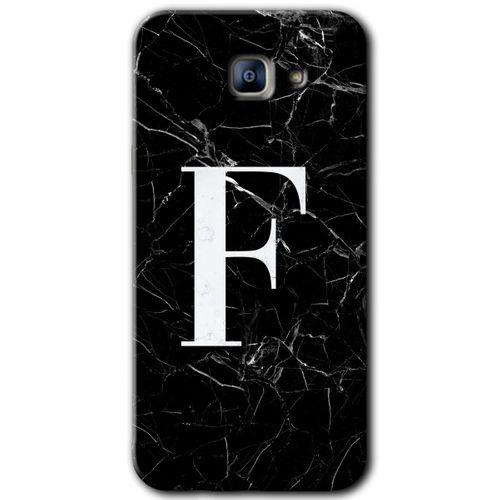 Galaxy A8 2016 Kılıf HD Desen Baskılı Arka Kapak - Siyah Mermer Desenli F Harfi