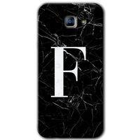 Galaxy A8 2016 Kılıf HD Desen Baskılı Arka Kapak - Siyah Mermer Desenli F Harfi
