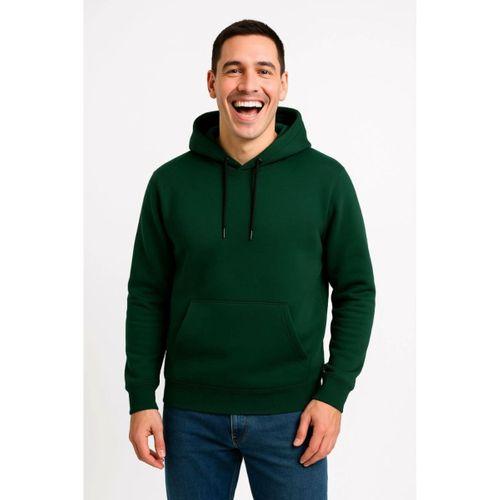 Erkek Üç İplik Kapüşonlu Kanguru Cepli SweatShirt Hoodie - Haki
