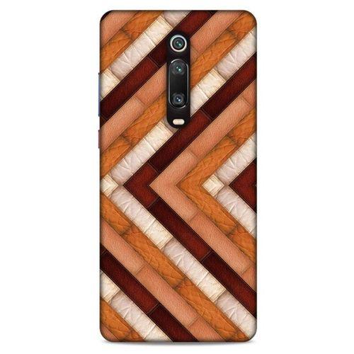 Xiaomi Mi 9T Kılıf Patchwork (40) Fit Silikon Kılıf Kahverengi Beyaz