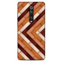 Xiaomi Mi 9T Kılıf Patchwork (40) Fit Silikon Kılıf Kahverengi Beyaz