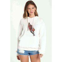 Bulls Basket Basketci Baskılı Beyaz Kadın Kapşonlu Sweatshirt