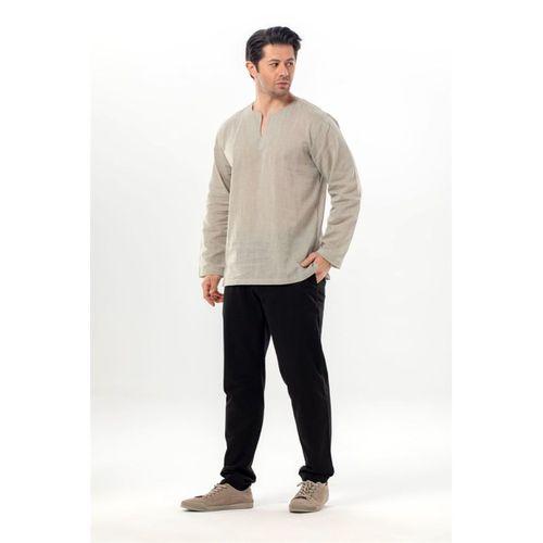 Büyük Beden Uzun Kol Şile Bezi Bisiklet Yaka Yazlık Tshirt Taş 3031