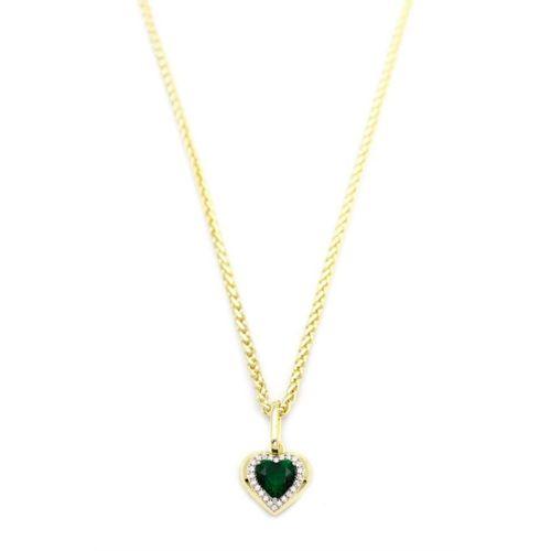Taşlı Kalp Kolye - Yeşil