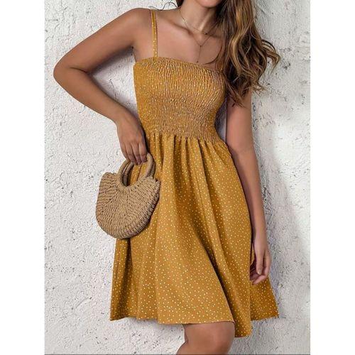 Kadın Ip Askılı Gipeli Desenli Kısa Süprem Elbise