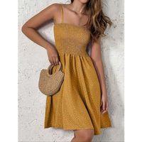 Kadın Ip Askılı Gipeli Desenli Kısa Süprem Elbise