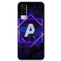 Vivo Y53s Kılıf HD Desen Baskılı Arka Kapak - Dark Neon Yaprak A Harfi