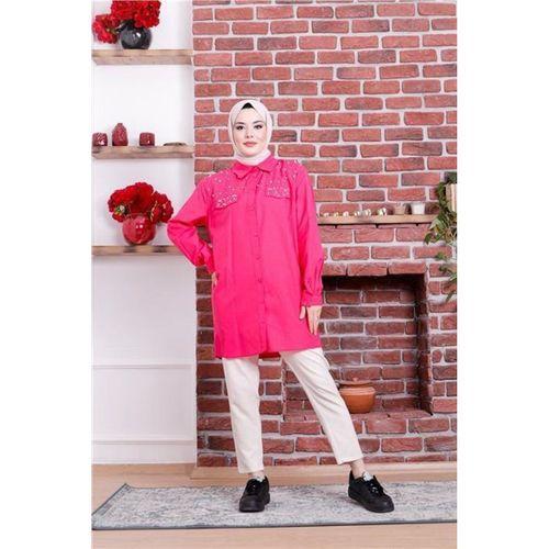 Neşe Taşlı Gömlek - 02087.025 - Fuşya