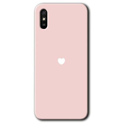 Xiaomi Redmi 9A Kılıf Kapak - Sade Kalp +Hayalet Ekran Yandan Gözükmez