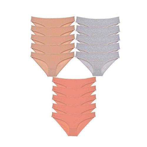 15 Adet Süper Eko Set Likralı Kadın Slip Külot Ten Gri Pudra