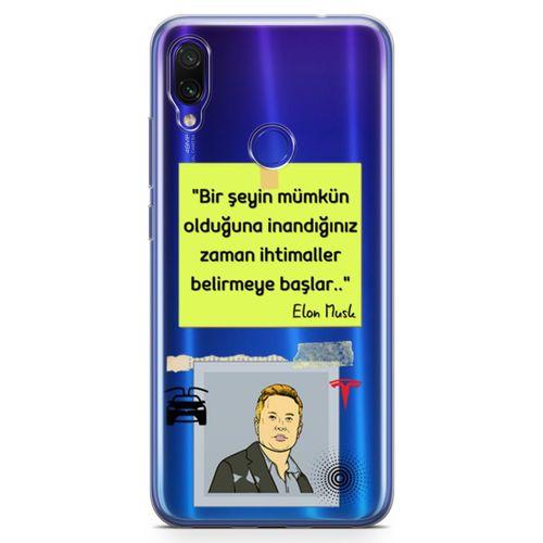 Xiaomi Redmi Note 7 Pro Kılıf Caps-Elon Musk Arka Kapak Koruma Desenli Full Koruyucu