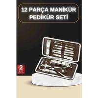 12 Parça Manikür Pedikür Seti Özel Deri Çanta El Ayak Bakımı Akne Ve Sivilce Temizleme