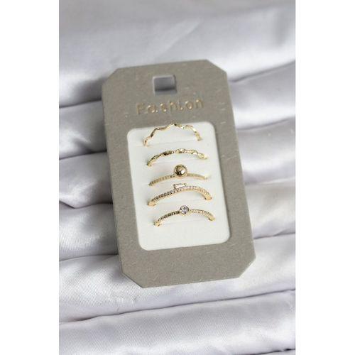 Pirinç Gold Renk 5'li Yüzük Seti