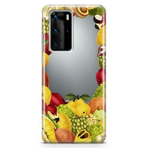 Huawei P40 Pro Kılıf Ananas Armut Meyve Arka Kapak Koruma Desenli Full Koruyucu