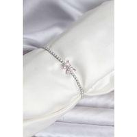 Kelebek Model Zirkon Taşlı Gümüş Renk Pirinç Su Yolu Kadın Bileklik