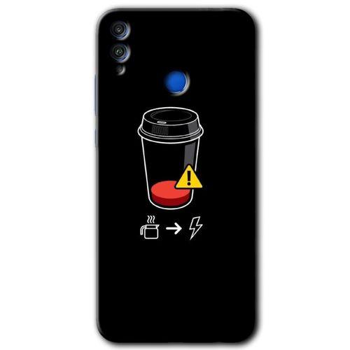 Honor 8c Kılıf HD Desen Baskılı Arka Kapak - Coffee Battery + Kırılmaz Cam