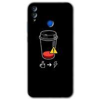 Honor 8c Kılıf HD Desen Baskılı Arka Kapak - Coffee Battery + Kırılmaz Cam