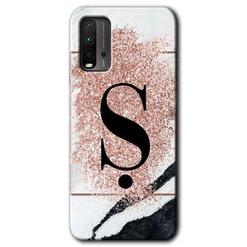 Poco M3 Kılıf HD Desen Baskılı Arka Kapak - Pembe Mermer Desenli Ş Harfi