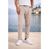 Meridian Kumaş Relaxed Fit %100 Pamuklu Jogger Erkek Yazlık Eşofman Altı Pantolon - Bej