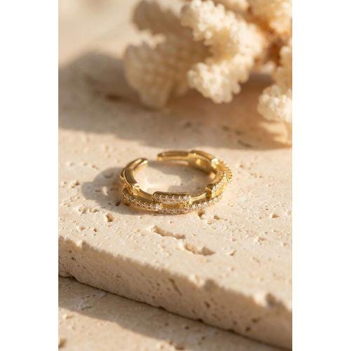 Gold Renk Zirkon Taşlı Zincir Model Kadın Yüzük