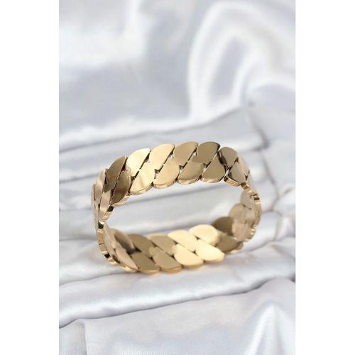 316L Çelik Gold Renk Ezme Zincir Model Kadın Kelepçe Bileklik