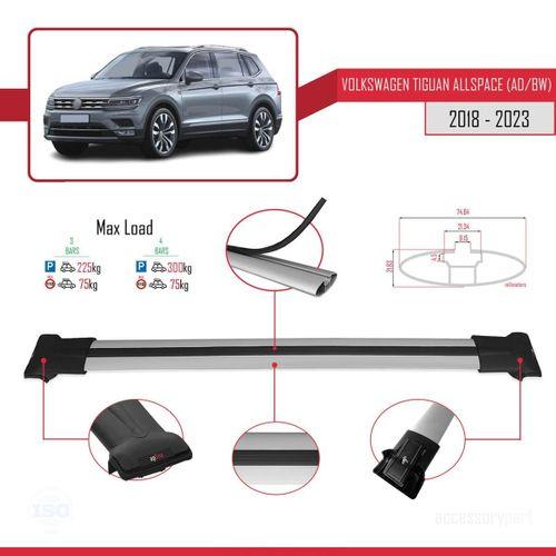Volkswagen Tiguan Allspace (AD/BW) 2018-2023 Arası ile uyumlu FLY Model Ara Atkı Tavan Barı GRİ 3 ADET BAR