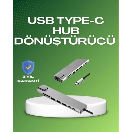 Seyahat Dostu 8‑in‑1 Hub – Şarj & Veri & Video & Ağ İçin Eksiksiz Çözüm