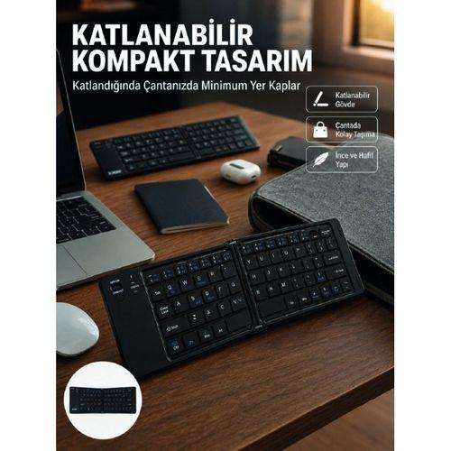 Kablosuz Katlanabilir Bluetooth Klavye Telefon Tablet Bilgisayar Uyumlu