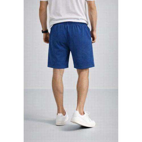 Erkek Otoban Dokuma Şort Beli Lastikli Bağcıklı, Cepli, Rahat Kesim Günlük Yazlık Şort - İndigo