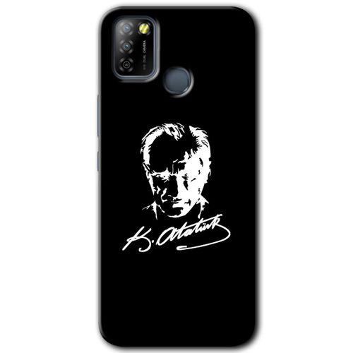 İnfinix Smart 5 Kılıf HD Desen Baskılı Arka Kapak - Atatürk Silüet İmza
