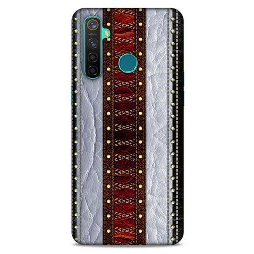Oppo Realme 5 Pro Kılıf Patchwork (11) Tam Koruma Siyah Gri