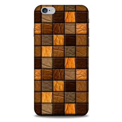 Apple Iphone 6S Plus Kılıf Patchwork (32) Soft Silikon Kılıf Turuncu Kahve