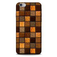 Apple Iphone 6S Plus Kılıf Patchwork (32) Soft Silikon Kılıf Turuncu Kahve