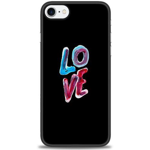 iPhone 7 Kılıf HD Baskılı Kılıf - Renkli Love + Tam Ekran Koruyucu