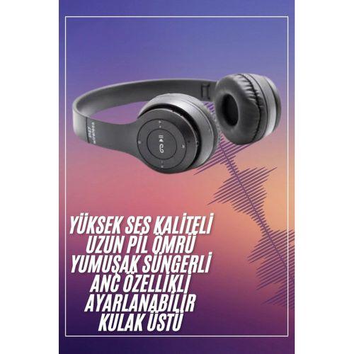 Bluetooth Kablosuz Kulaklık Siyah Wireless 5 0 Kulak Üstü Uzun Pil Ömrü