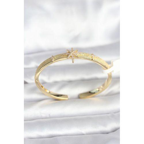 Pirinç Gold Renk Kutup Yıldızı Model Kadın Kelepçe Bileklik