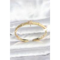 Pirinç Gold Renk Kutup Yıldızı Model Kadın Kelepçe Bileklik