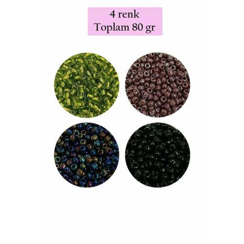 Dökme Cam Kum Boncuk (8/0) 3 mm - 4 Renk - Toplam 80 Gram - BNC422