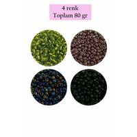 Dökme Cam Kum Boncuk (8/0) 3 mm - 4 Renk - Toplam 80 Gram - BNC422