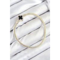 Pirinç Charm Zirkon Taşlı Yonca Model Gold Renk Kadın Bileklik